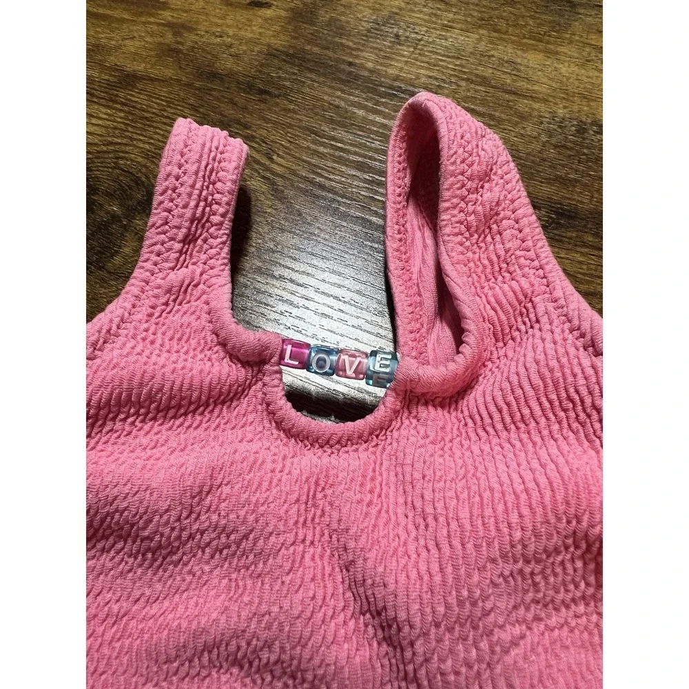 Zara Girls Pink LOVE Swimsuit Size 2 NEW One Piece Swimwear Summer